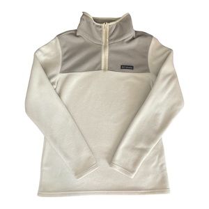 EUC Columbia 1/4 Zip Fleece Sweater Women’s Size Medium- Beige and Cream